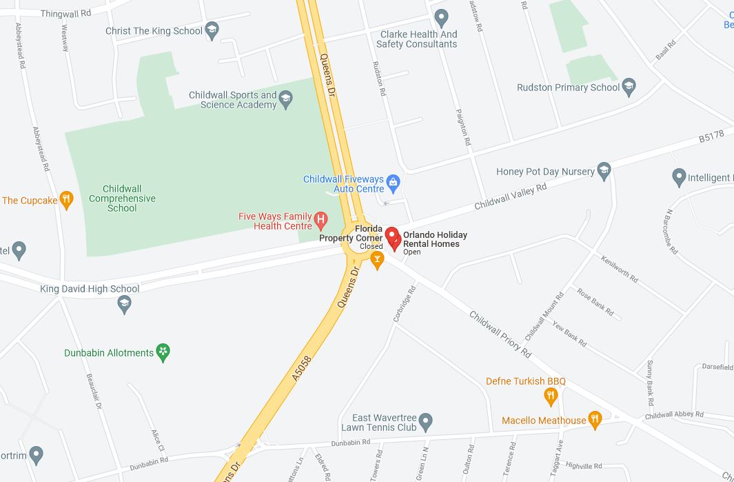 Map to Executive serviced apartments in South Liverpool